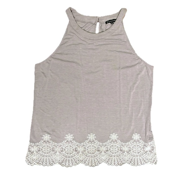 Adrianna Papell Tops - Adrianna Papell Halter Neck Embroidered Hem Top XL